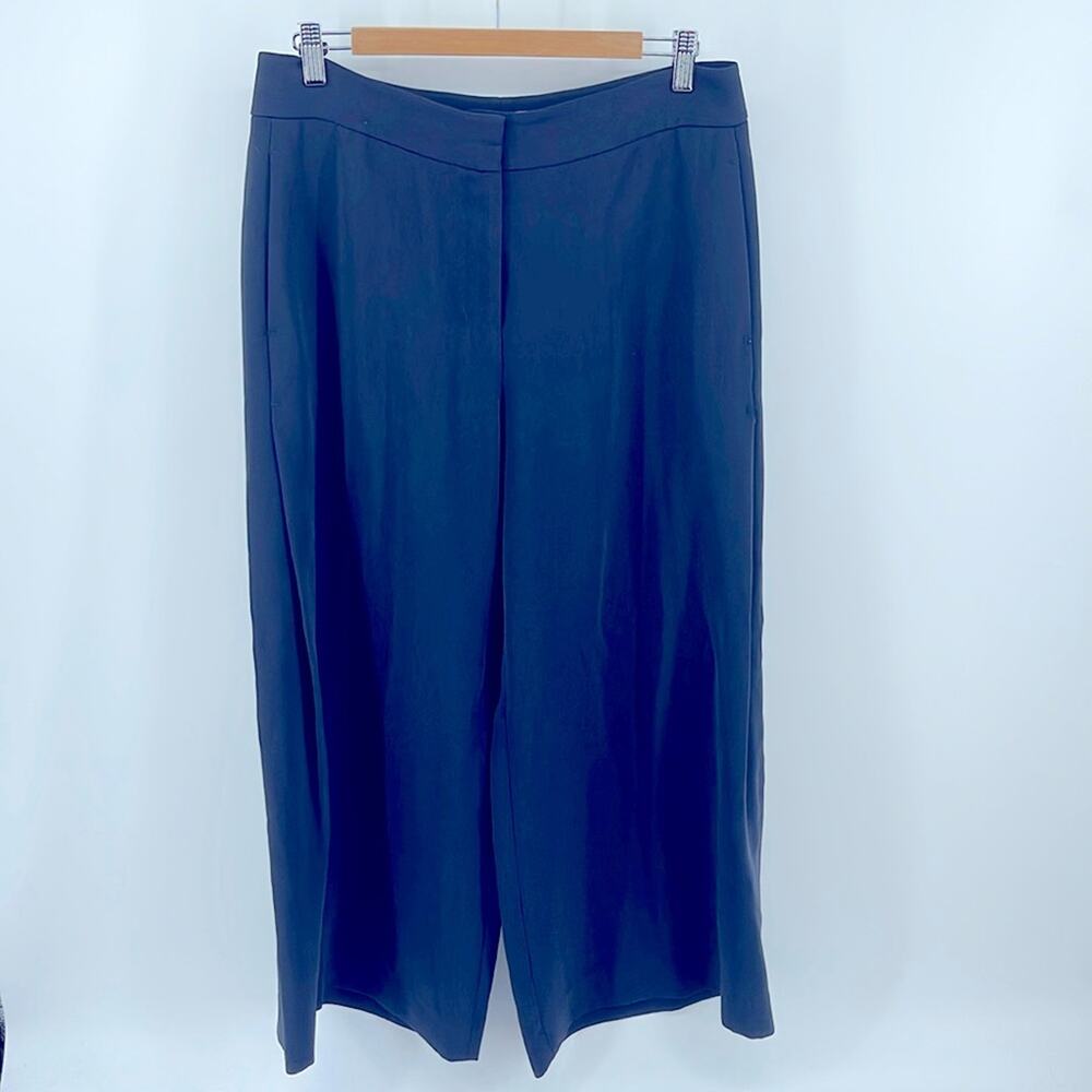 MM Lafleur Pippa wide leg flat front hi rise cropped trouser dress pants sz 10